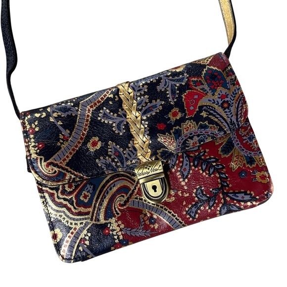 Patricia Nash Floral Leather Crossbody Shoulder Bag Purse Removable Strap Clutch - Picture 1 of 12